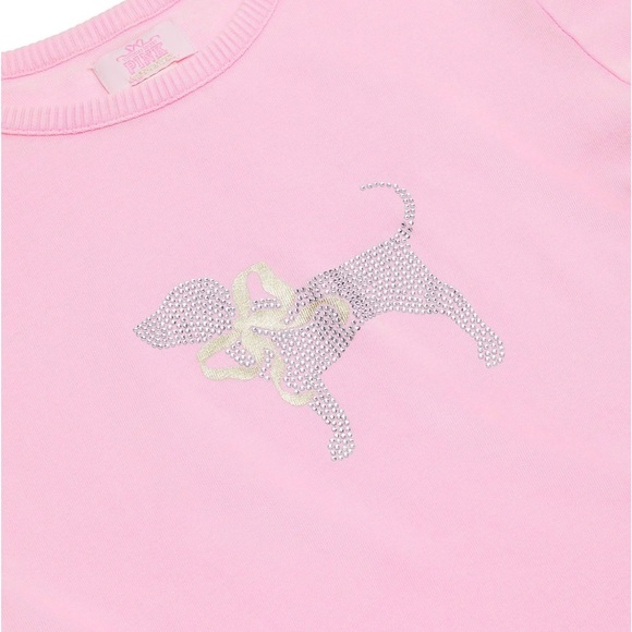 PINK X LOVESHACKFANCY bling dog tee X-small NWT - Picture 4 of 9
